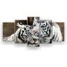 Quadro Decorativo Dois Tigres Brancos 129x61 5pc Sala - 1