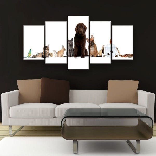 Quadro Decorativo Fila Paralela Pets 129x61 5pc Sala - 3