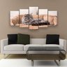Quadro Decorativo Gato Persa Cinza Rajado 129x61 5pc Sala - 3
