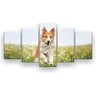 Quadro Decorativo Cachorro Correndo No Jardim 129x61 5pc Sala - 3