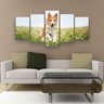 Quadro Decorativo Cachorro Correndo No Jardim 129x61 5pc Sala - 2