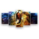 Ver imagem 1 de Quadro Decorativo Leão Rachado Rugindo 129x61 5pc Sala