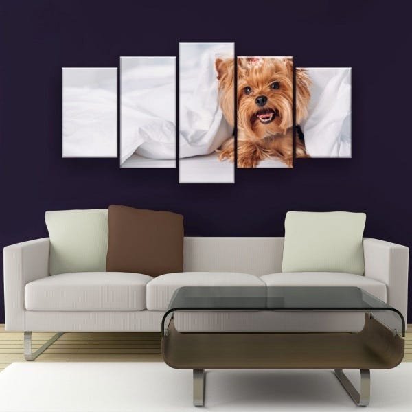 Quadro Decorativo Yorkshire Lençol 129x61 5pc Sala - 3