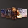 Quadro Decorativo Leão Índio Aquarela 129x61 5pc Sala - 3