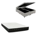 Ver imagem 1 de Cama Box Baú Bipartida Blindada + Colchão Eagle Molas Bonnel 22cm | Kit Completo com Cabeceira Boton