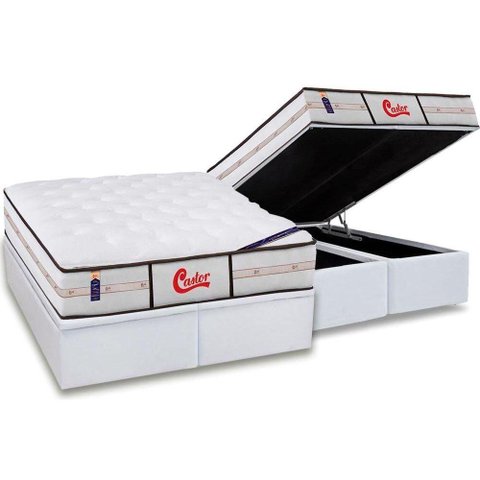 Cama Box Baú King: Colchão Molas Pocket Ensacadas Castor Gold Star Classic Vitagel + Base CRC