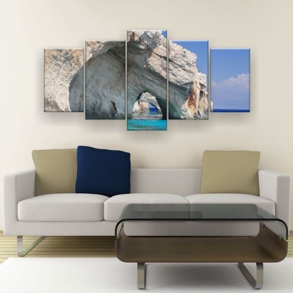 Quadro Decorativo Grutas Azuis 129x61 5pc Sala - 3