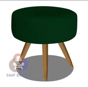 Puff Redondo Pés Palito Veludo Verde SMF DECOR