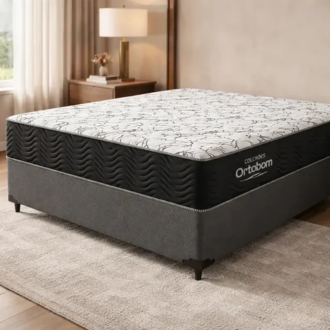 Cama Box com Colchão de Espuma D45 Ortobom Airtech 150 Casal 138cm