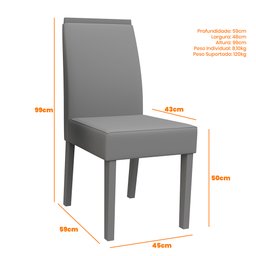 Kit 04 Cadeiras de Jantar Mayte Veludo Linho TL13 Pés Ypê - D'Rossi - 6