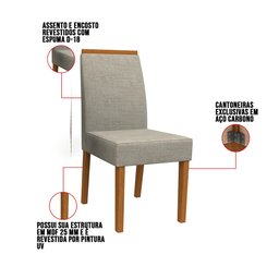 Kit 04 Cadeiras de Jantar Mayte Veludo Linho TL13 Pés Ypê - D'Rossi - 5