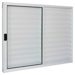 Janela de Alumínio Branco Veneziana de Correr 3 Folhas sem Grade Cmc Modular - 1.20 (l) X 1.00 (a) - 2