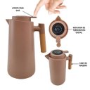 Ver imagem 2 de Garrafa Térmica de 1l Marrom com Indicador Digital de Temperatura Alça de Madeira para Chá e Café