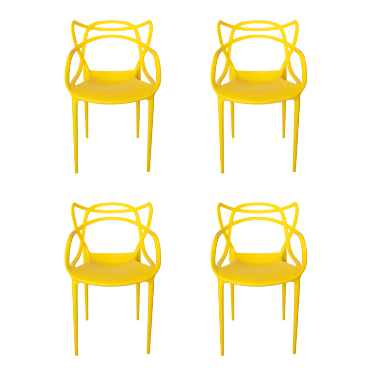 Cadeira Allegra Amarela - Kit com 4