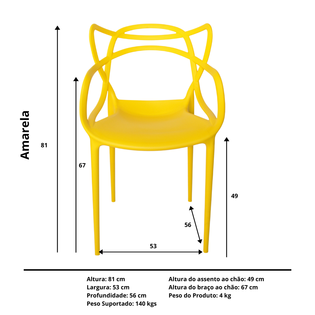 Cadeira Allegra Amarela - kit com 4 - 4