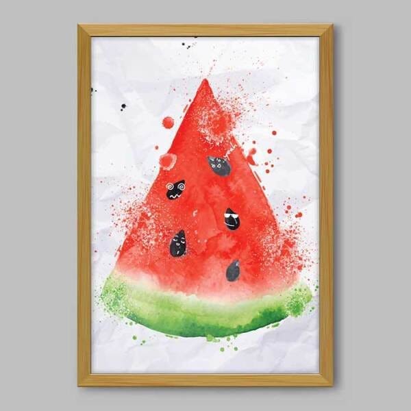 Quadro Cozinha Melancia - 90x60cm - Moldura Caixa Madeira - 1