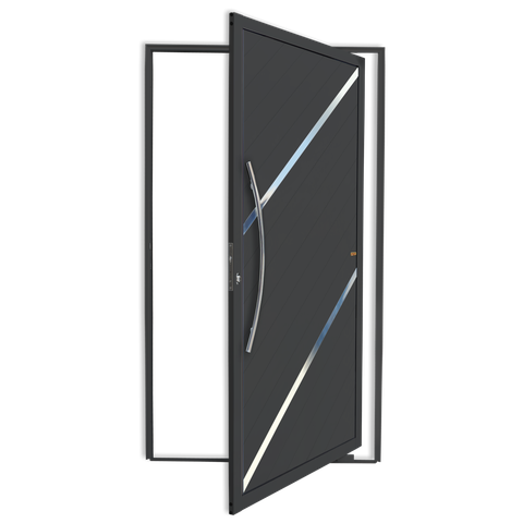 Porta Pivotante Alumínio Lambril Duna c/Puxador e.Cinza 120 Brimak