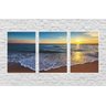 Quadros Decorativos Paisagem Praia Por do Sol Mar - BRANCO - KIT COM 3 QUADROS DE 43 X 33 CM CADA - 1