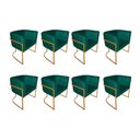 Ver imagem 1 de Kit 8 Poltronas Decorativa Sala de Estar Base de Ferro Cobre Veludo Verde