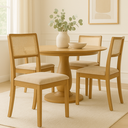 Ver imagem 1 de Kit 4 Cadeiras de Jantar Estofada Veludo Rubi Madeira Maciça:bege