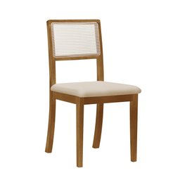 Kit 4 Cadeiras de Jantar Estofada Veludo Rubi Madeira Maciça:bege - 3