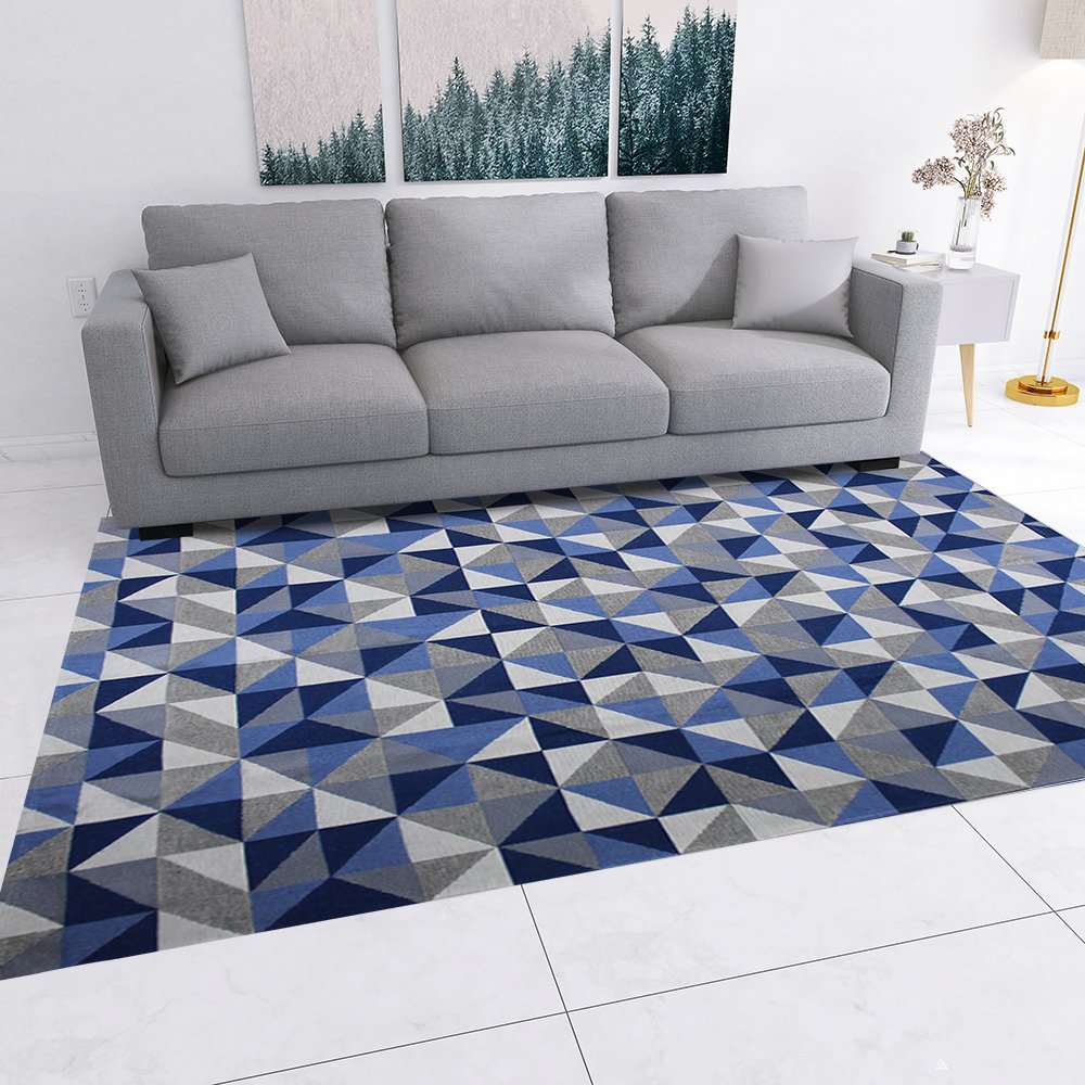 Tapete Jacquard Mosaico Azul 1,32x2,50M Antiderrapante - 1