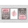 Quadros Decorativos Kit Antes de Tudo Fé Depois de Tudo Gratidão Rosa - PRETO - KIT COM 3 QUADROS DE - 1