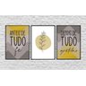 Quadros Decorativos Kit Antes de Tudo Fé Depois de Tudo Gratidão Amarelo - PRETO - KIT COM 3 QUADROS - 1