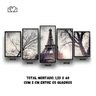 Kit Quadros Decorativos Sala Quarto Paisagem Paris Torre Eiffel Moldura - BRANCO - 2