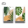 Conjunto Kit 2 Quadros Decorativos Sala Quarto Abstrato Folhagens Minimalismo - BRANCO - 1