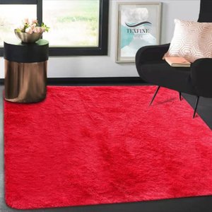 Tapete Peludo 1,35x2,00 Shaggy Costa Oro Vermelho