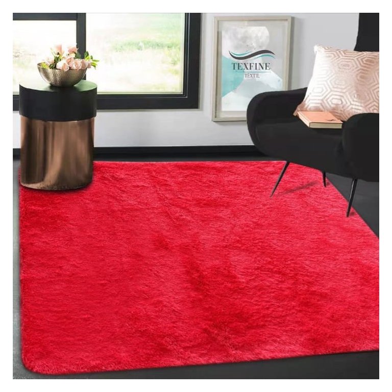 Tapete Peludo 1,35x2,00 Shaggy Costa Oro Vermelho