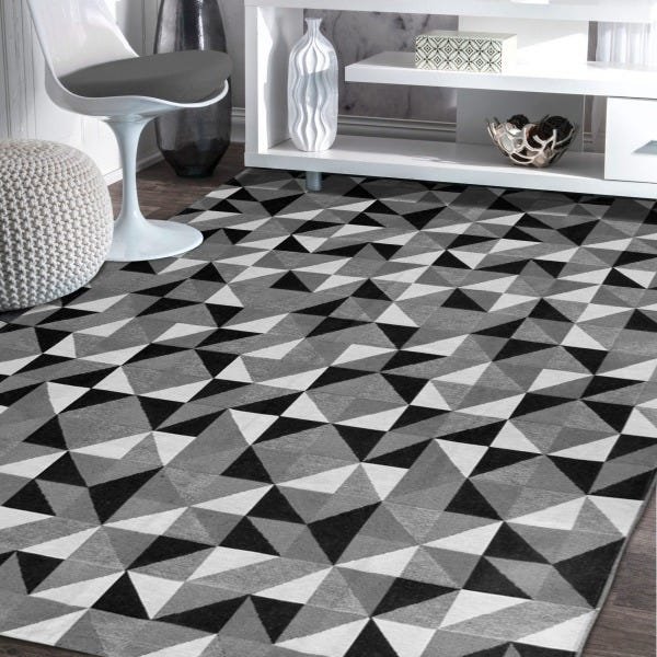 Tapete em Tecido Jacquard Mosaico Preto 1,32x2,00M - 1