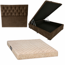 Ver imagem 1 de Cama Box Baú Blindada com Colchão de Espuma Toulon D33 + Cabeceira Botonê - Casal - Suede Marrom
