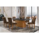 Ver imagem 1 de Sala de Jantar Completa Luna C- Tampo Vidro Canto Curvo 180x90cm e 6 Cadeiras Londrina Imbuia-