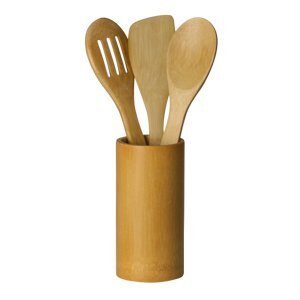 Conjunto 3 Utensílios de Cozinha e Suporte de Bambu Lyor