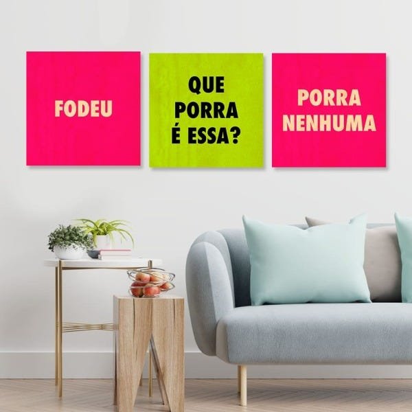 Kit 3 Quadros 20x20 Fodeu - 1