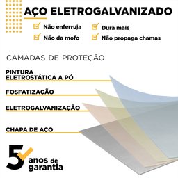 Gabinete de Cozinha para Pia 180 em Aço Vênus 3 Gavetas Branco - Cozimax - 5