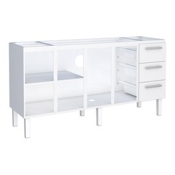 Gabinete de Cozinha para Pia 180 em Aço Vênus 3 Gavetas Branco - Cozimax - 2
