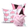 Kit Capa Almofada para Sala Rosa Coração Decorativa 2 Unidades 45cm x 45cm + Almofada de Nó Escandin - 1