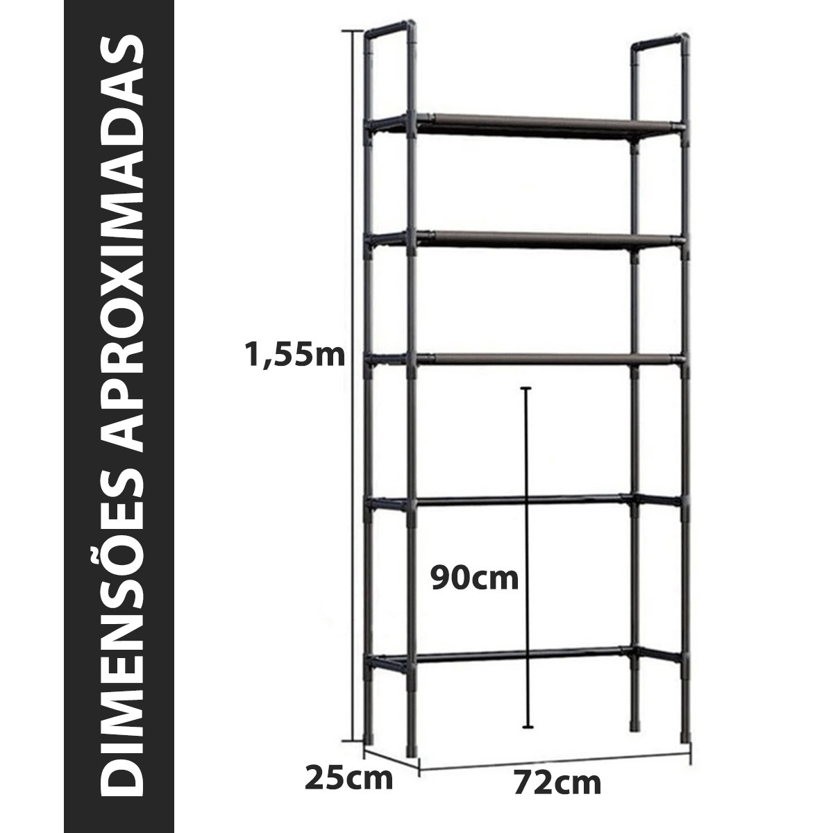 Estante Rack Banheiro Lavanderia Prateleiras Organizador:preto - 2