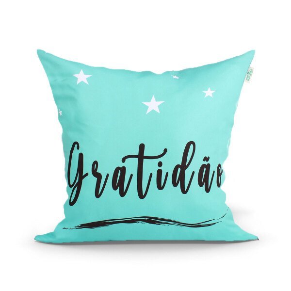 Kit Capa Almofada Gratidão Estampada Tiffany 2 Unidades 45cm x 45cm + Almofada de Nó Escandinavo - 3