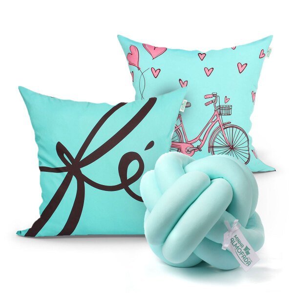 Kit Capa Almofada Tiffany Estampada fé 2 Unidades 45cm x 45cm + Almofada de Nó Escandinavo - 1