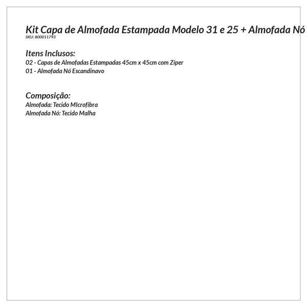 Kit Capa Almofada Tiffany Estampada fé 2 Unidades 45cm x 45cm + Almofada de Nó Escandinavo - 5