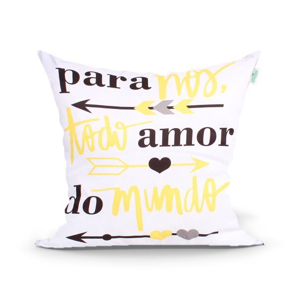 Kit Capa Almofada Amarela Frase Estampada 2 Unidades 45cm x 45cm + Almofada de Nó Escandinavo - 3