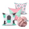 Kit Capa de Almofada para Quarto Cacto Estampada Kit 3 Unidades 45cm x 45cm + Almofada Nó Escandinav - 1