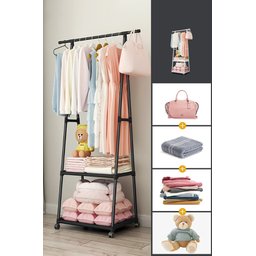 Cabideiro Guarda Roupa Arara Organizador Closet C/ Rodas - 4