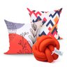 Capa Almofada Laranja Estampada Decorativa 2 Unidades 45cm x 45cm + Almofada de Nó Escandinavo - 1