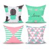 Kit Capa de Almofada Rosê e Verde para Quarto Decorativa 4 Unidades 45cm x 45cm com zíper - 1