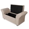 Kit Cabeceira Geovana + Calçadeira Veneza Casal 140cm Suede - Renascer Decor:Bege - 4